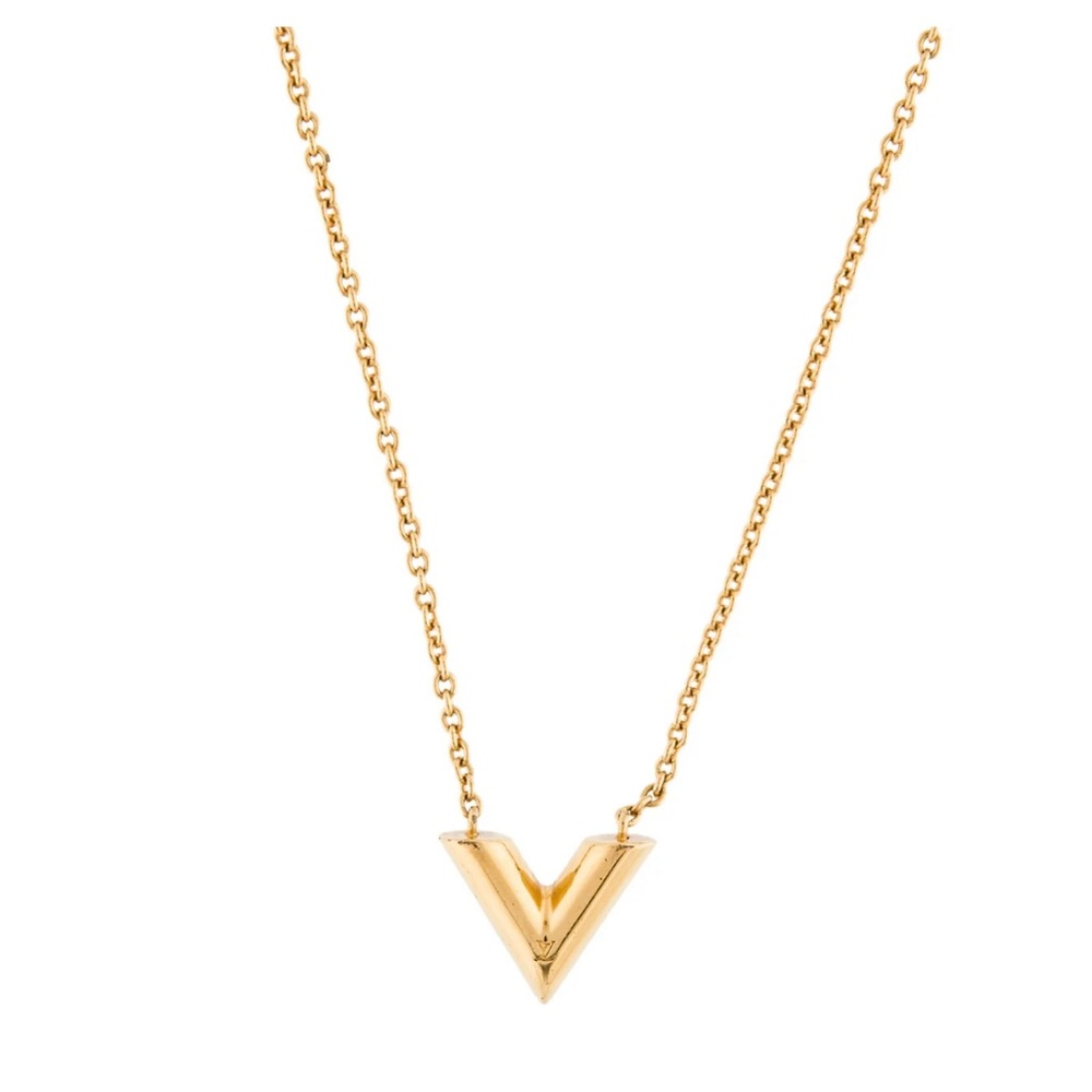 Louis Vuitton Gold V Pendant Necklace